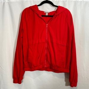 Forever 21 Large Bright Red Jacket Workout Zip - Up with Hood
